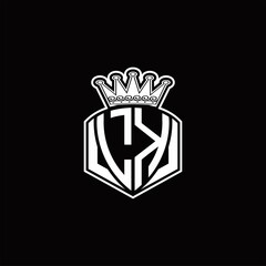 LK Logo monogram with luxury emblem shape and crown design template