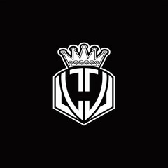 LJ Logo monogram with luxury emblem shape and crown design template