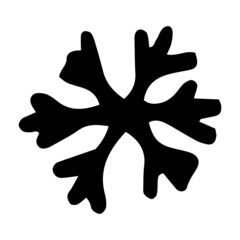 Snowflake icon. A snowflake drawn in the doodle style, an isolated black line is a simple element on white for a winter design template.