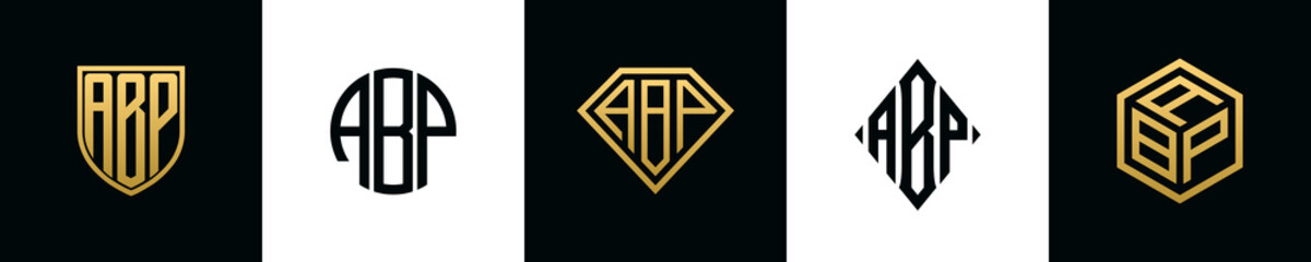 Initial letters ABP logo designs Bundle
