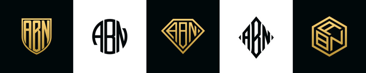 Initial letters ABN logo designs Bundle