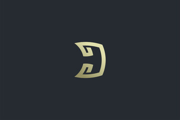 Elegant Geometrical Letter D Luxury Vector Logo Template on Dark Background
