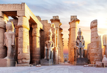 Luxor Temple, famous landmark of Egypt, first pylon view - obrazy, fototapety, plakaty