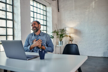 Middle age man on online therapy