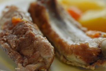 boiled pork ribs with stewed potatoes hearty lunch