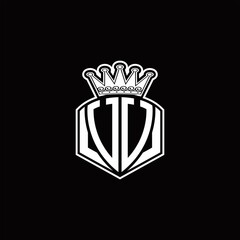 UU Logo monogram with luxury emblem shape and crown design template