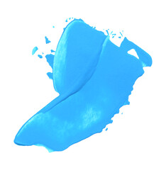 Hand drawn blue brush stroke smear isolated on white background. Abstract creative art swatch.