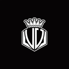 VU Logo monogram with luxury emblem shape and crown design template