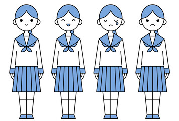 人物イラスト_女子高生表情セット