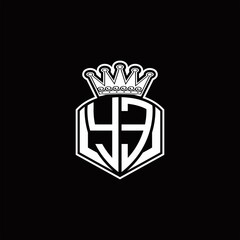 YE Logo monogram with luxury emblem shape and crown design template