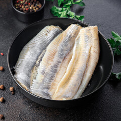 herring fish fillet fresh seafood meal snack on the table copy space food background