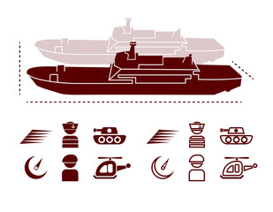 Simple Silhouettes of Two New Indonesian Warships suitable for Infographics and icons related to related topics