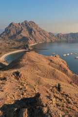 View of the sea and hills at Padar Island