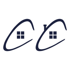 logo initials C minimalist house icon vector