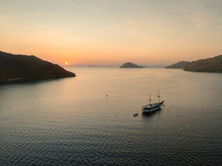Aerial view sunrise on the sea