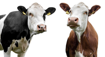 Fototapeta na wymiar two cows on a white background isolated!