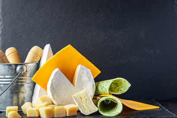 cheese antipasto cheeses aperitif meal snack on the table copy space food background rustic