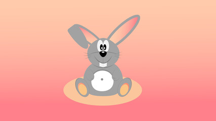 Cute Easter bunny on pink background.