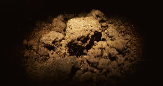 Soil stirring up while earthquake