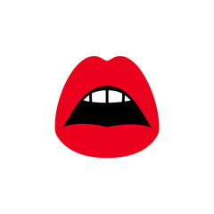 Sexy woman red lips, female open beauty mouth