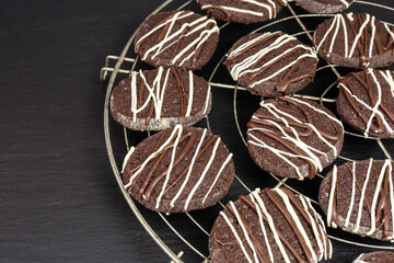 chocolate and peppermint cookies with chocolate drizzle