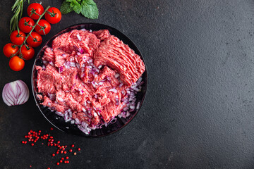meat minced raw pork, beef meal snack on the table copy space food background 
