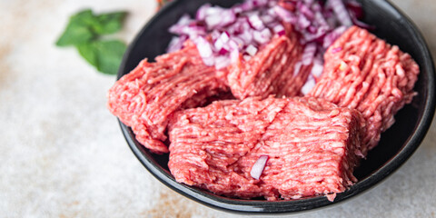 meat minced raw pork, beef meal snack on the table copy space food background 