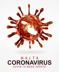 Corona Virus, COVID 19, Pandemic - 3D rendering and illustration - Malta