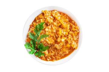 red lentils food stewed legumes spices ready to eat meal snack on the table copy space food background