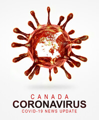 Corona Virus, COVID 19, Pandemic - 3D rendering and illustration - Canada
