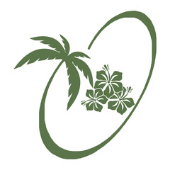coconut tree logo and flower icon vector