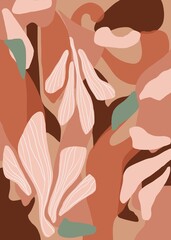 Abstract floral image from different forms in warm shades