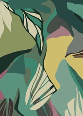 Abstract floral image from different forms in green shades