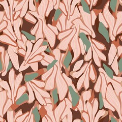 Colorful abstract seamless pattern of superimposed floral shapes