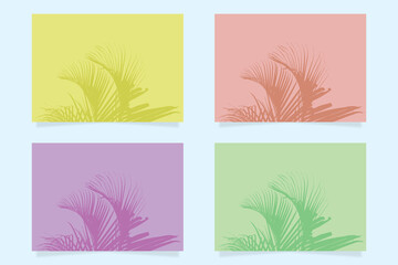Palm leaf vector ornament in 4 color variants