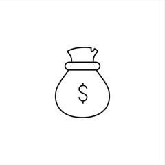 budget sack of money single icon line style graphic design vector