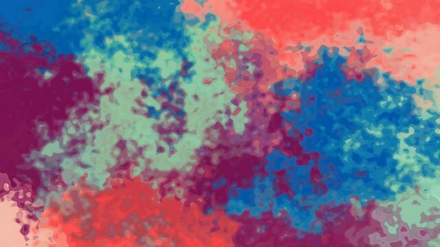 abstract animated twinkling stained background full HD seamless loop video - watercolor splotch liquid effect - color turquoise blue mint green purple salmon orange pink
