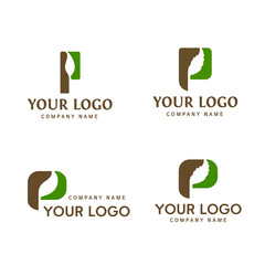 アルファベットPの形の中に葉の形が隠れているおしゃれでモダンなロゴ