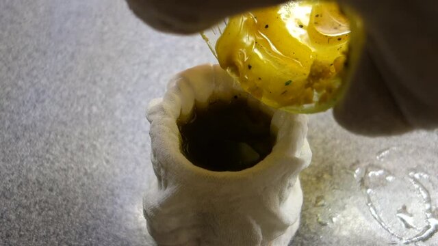 Homemade production of a Christmas candle from beeswax