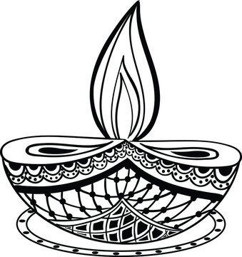 Diwali Black And White Clipart