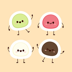 Mochi character design. wallpaper. free space for text. Mochi vector.