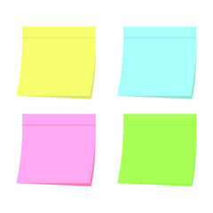 Realistic sticky notes isolated with real shadow on white background. Square sticky paper reminders with shadows, paper page mock up.
