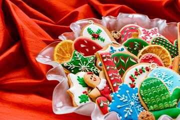 Tasty and sweet gingerbread cookies, homemade Christmas gift