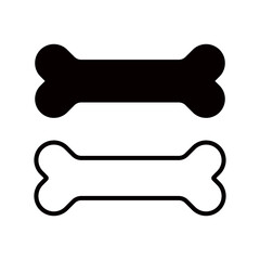 Dog bone vector icon. Cartoon icon with black dog bone on white background. Isolated vector illustration. - obrazy, fototapety, plakaty