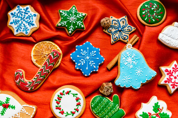 Tasty and sweet gingerbread cookies, homemade Christmas gift
