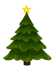 Christmas spruce tree. Sketch for greeting card with text, festive poster or party invitations.The attributes of Christmas and New year.