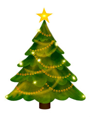 Christmas spruce tree. Sketch for greeting card with text, festive poster or party invitations.The attributes of Christmas and New year.