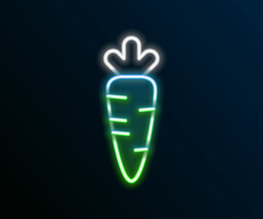 Glowing neon line Carrot icon isolated on black background. Colorful outline concept. Vector