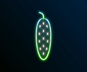 Glowing neon line Fresh cucumber icon isolated on black background. Colorful outline concept. Vector