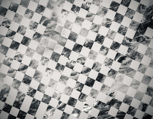 Geometric abstract pattern. Used a checkerboard pattern. There is graininess, blur.